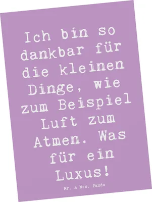 Produktbild von Mr. & Mrs. Panda Postkarte Spruch Dankbarkeit für kleine Dinge - Lavendeltraum - Geschenk, Motivation, Grußkarte, Zufriedenheit, Ansichtskarten, Postkarten, Lebensfreude