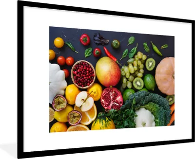 Produktbild von MuchoWow® Gerahmtes Poster Kürbis - Paprika - Schwarz 90x60 cm - Poster mit Schwarzem Bilderrahmen Wandposter Rahmen Foto Bilder - Wanddekoration - Fotos