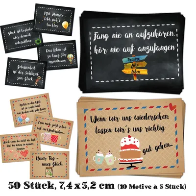 Produktbild von 50 Sprüche Aufkleber Etiketten 10 x 5 cm Motivationsaufkleber