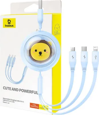 Immagine prodotto di 3W1 Baseus Cavo di ricarica da Usb a Usb-C, Usb-M, Lightning 3,5A, 1,1M (blu)