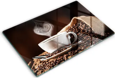 Produktbild von Glasschneideplatte - Herdabdeckplatte - 80x52 cm -Schneidebrett - Spritzschutz -Kaffee und Tasse