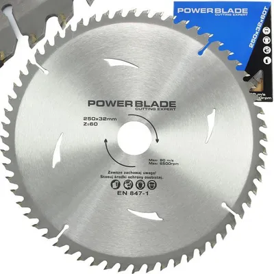 Produktbild von Hartmetall-Sägeblatt 250x32 mm mit 60 Zähnen und Kühlrillen für Holzbearbeitung