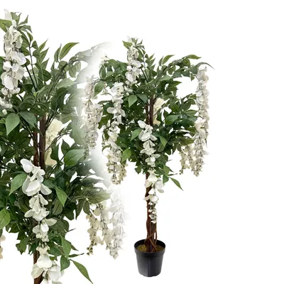 Produktbild von Wisteria 120 cm weiss wie echt künstlich Glyzinienbaum Kunstbaum Deko