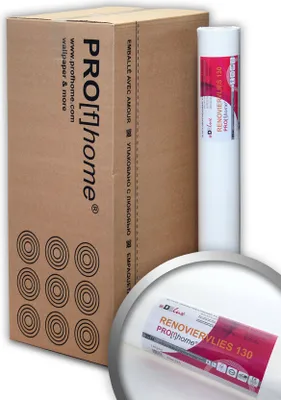 Produktbild von PROFHOME Renoviervlies 130 g Malervlies glatte Vliesvliestapete weiß 168,75 qm 9 Rol