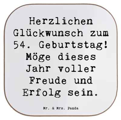 Produktbild von Mr. & Mrs. Panda Untersetzer für Gläser Spruch 54. Geburtstag Freude Erfolg - Weiß - Geschenk, unterleger, Geburtstagsgeschenk, Happy Birthday, gläseruntersetzer, Tee