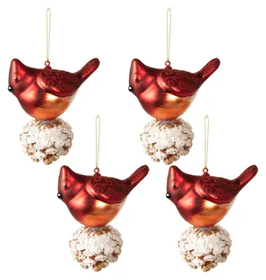 Immagine prodotto di Clayre & Eef Set di 4 gingilli natalizi in vetro rosso bianco 11x6x11 cm