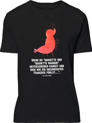 Produktbild von Mr. & Mrs. Panda Größe M T-Shirt Garnele Franzose - Schwarz - Geschenk, Herren, Krabbe, Französisch, Meer, mit Spruch, Shirt, Tshirt