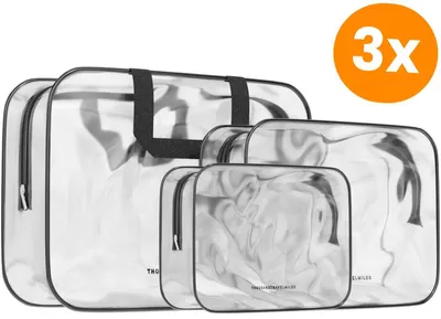 Produktbild von Kulturbeutel transparent 3-teilig für Handgepäck und Flugreisen – Kulturtasche Set – Thousandtravelmiles
