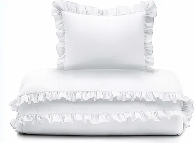 Produktbild von Babybettwäsche Set mit Rüschen 100x135 Baumwolle 2-teilig Weiß