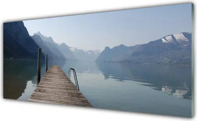 Produktbild von Acrylglasbilder 125x50 Wandbild Druck Gebirge See Brücke Architektur
