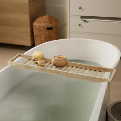 Produktbild von Badewannenbrücke aus natürlichem Bambus, leicht, robust und mit klarem Design