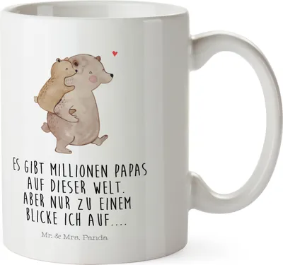 Produktbild von Mr. & Mrs. Panda Plastikbecher Papa Bär - Weiß - Geschenk, Mehrwegbecher, Trinklernbecher, Vater, Pott, Vatertag, Kunststoffbecher, Haferl, Muttertag
