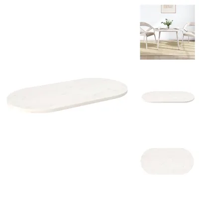 Image de vidaXL Plateau de table blanc 90x45x2,5 cm Pin massif ovale - Plateaux de table