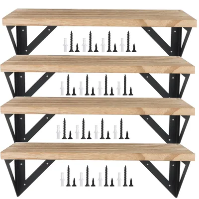 Wandregal-Set 4er, rustikale Holz-Schwebebücherregale mit Halterungen