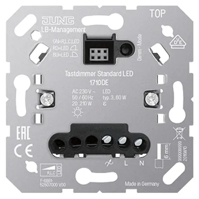 Productafbeelding van Jung dimmerschakelaar voor LED-lampen, standaardmodel, zonder extra ingang, inbouwmodel, 1 stuk.