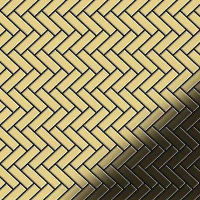 Produktbild von Mosaik Fliese massiv Metall Messing gewalzt gold 1,6mm stark Herringbone-BM