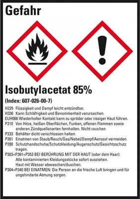 Produktbild von Dreifke® Aufkleber I GHS-Etikett Isobutylacetat 85%, GefStoffV/GHS/CLP, Folie...