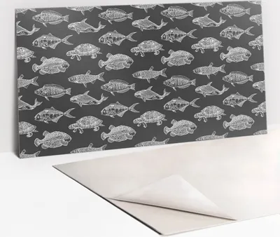 Obrázek produktu pro Ochranný Panel PVC - Samolepicí Vinylové Dlaždice na Stěnu - 100 x 50 - Kreslení ryb a želvy