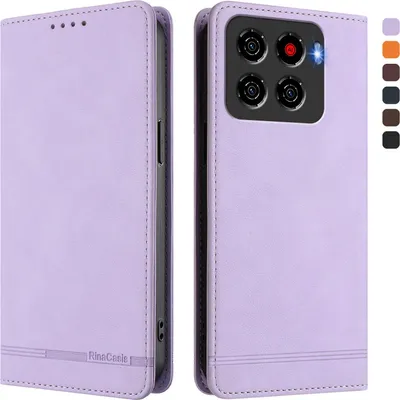 Immagine prodotto di Custodia per ZTE Blade A56, custodia retro in Finto cuoio con supporto e slot per carte di credito Viola