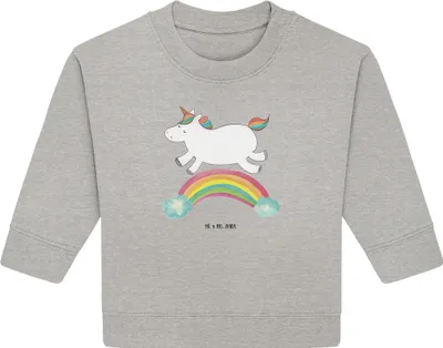 Produktbild von Mr. & Mrs. Panda Organic Baby Pullover Einhorn Regenbogen 24. - 36. Monat - Heather Grey - Geschenk, Erwachsenwerden, Unicorn, Einhornpower, Glitzer, Bullover