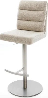 Produktbild von DELIFE Barstuhl Pela-Flex Webstoff Soft Beige Drehfuß höhenverstellbar Edelstahl Silberfarben