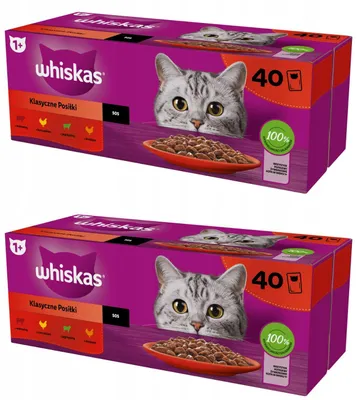 Zdjęcie produktu dla Whiskas Klasyczne Posiłki mix smaków w sosie mokra karma dla kotów w saszetkach 40x 85g x 2