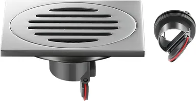 Immagine prodotto di Scarico a pavimento - Pavimento - Acciaio inossidabile - Quadrato - Anti-odore - Scarico a pavimento rettangolare - Per bagno - Per doccia - Nero opaco - 10 x 10 cm