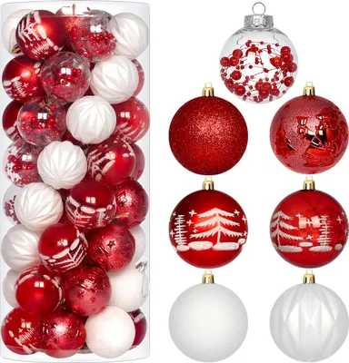 Obrázek produktu pro Sada červených a bílých cetek na vánoční stromek StarryLights - elegantní vánoční ozdoby
