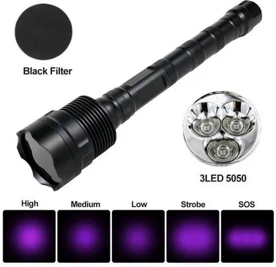Image de Lampe torche LED, rechargeable, tactique, deux couleurs, noir, LED