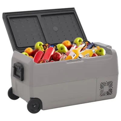 Produktbild von vidaXL Kühlbox mit Rollen und Adapter Schwarz & Grau 50 L PP & PE
