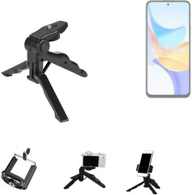Produktbild von K-S-Trade Stativ Tisch-Ständer Dreibein Handy-Stativ Ständer kompatibel mit Honor Play 50 Mini-Stativ Smartphone Tripod Handy-Stativ aus Plastik
