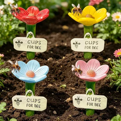 Bienentränke 4er-Set – Blumenform für Garten & Balkon