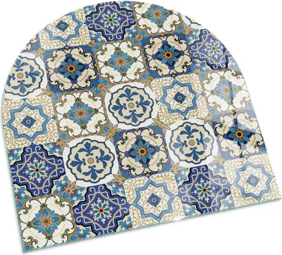 Produktbild von Mosaikmuster mit Blumen – Glasbodenplatte für – Kaminofen – Kaminplatte Glas – Schutzglas – Funkenschutzplatte –Glasbodenplatte Feuerfeste – Hitzeschutzplatte – Bodenschutz aus Glas – 100x100 cm