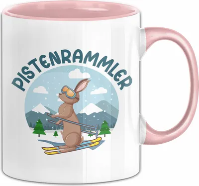 Produktbild von Pistenrammler Tasse Geschenk Skifahrer Geschenkidee Ski Hase Becher (Rosa)