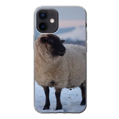 Produktbild von MuchoWow® Handyhülle Schutzhülle Hülle für iPhone 12 Schaf - Schnee - Berg Silikon Softcase Handy Hülle - Schutzhülle