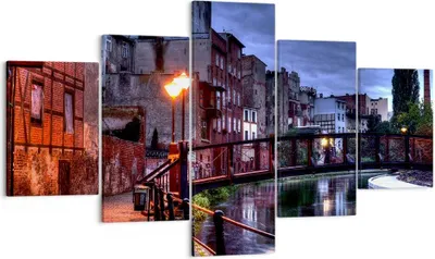 Produktbild von Bild auf Leinwand - Leinwandbild - Architektur Altstadt Stadt Fluss - 125x70cm - Wand Bild - Wanddeko - Leinwanddruck - Bilder - Kunstdruck - Leinwand bilder - Wandkunst - EA125x70-0500