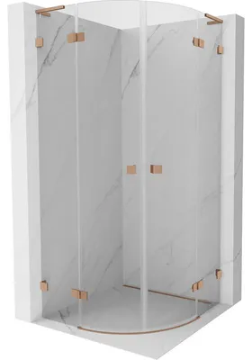 Obrázek produktu pro Mexen Lunar L sprchový kout půlkruhový výklopný 100 x 100 cm, transparentní, kartáčovaná měď - 833L-100L-100P-65-00