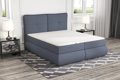 Produktbild von Boxspringbett TIO 160x200 mit 2 Bettkästen, Bonell-Matratze und Topper. Möbel vom Hersteller- Handarbeit! Bett Komplett-Set mit Matratze, Bettkasten & Kopfteil. Modern und robust.