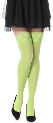 Image de Bellivalini Bas Femme Microfibre 60 DEN avec Dentelle BLVFI1005 (Grassy, XS-S)