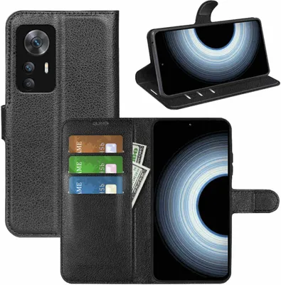 Image de Étui pour téléphone Xiaomi 12T / 12T Pro, noir, en simili cuir, neuf