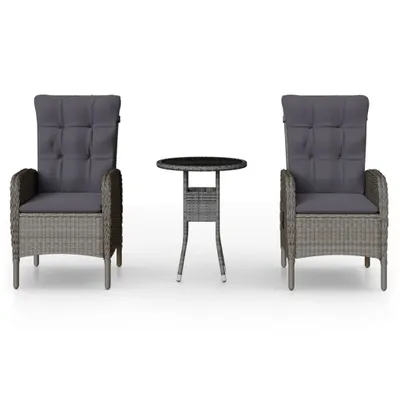 Obrázek produktu pro vidaXL 3dílný zahradní set Poly Rattan Grey
