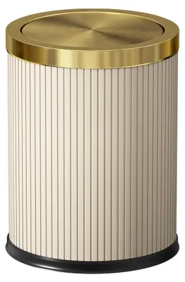 Imagen del producto de Cubo de basura con tapa abatible, de 15 litros, color blanco, para baño