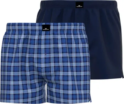 Immagine prodotto di GÖTZBURG Uomo Boxer 2 Pack - Popeline, Puro Cotone, Set intimo Blu/Bianco M