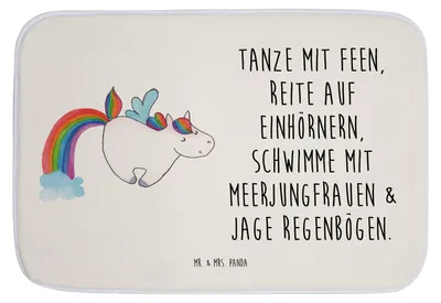 Produktbild von Mr. & Mrs. Panda duschmatte Einhorn Fliegendes Pferd - Weiß - Geschenk, Regenbogen, Unicorn, Glitzer, Badematte, Erwachsenwerden, badezimmervorleger, Badteppich, Spielen