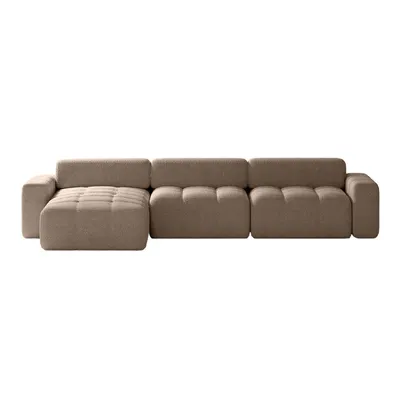 Produktbild von FEDVE Ecksofa RIFU SO aus Bouclé-Stoff mit Schlaffunktion, Braun