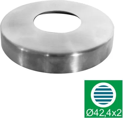 Produktbild von Abdeckrosette ∅ 90 mm / ∅ 42,4 mm Edelstahl Abdeckung Rohr Rosette Pfosten Reling Blende Geländer Balkon Schraubenabdeckung Pfostenrohr geschliffen