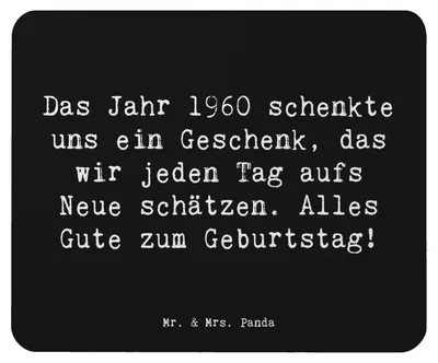Produktbild von Mr. & Mrs. Panda Mauspad Spruch 1960 Geburtstag - Schwarz - Geschenk, Meilensteine, computer, mausteppich, Erinnerungen, Alter, Jubiläum, Mouse Pad, Glückwunsch, Mousepad