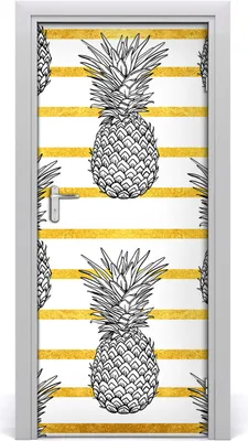 Produktbild von Tulup Türaufkleber 85x205 cm Dekorative Aufkleber Selbstklebend Wasserdichte Tapete Abnehmbar Schlafzimmer Wohnzimmer Wohnkultur - Ananas Streifen