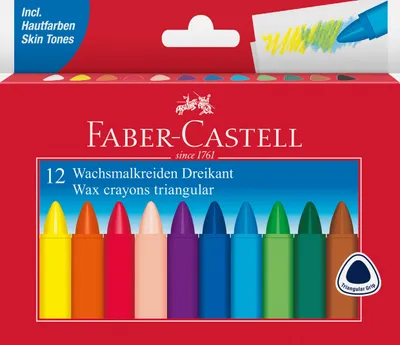 Produktbild von FABER-CASTELL - Dreikant Wachsmalstifte, 12 Farben