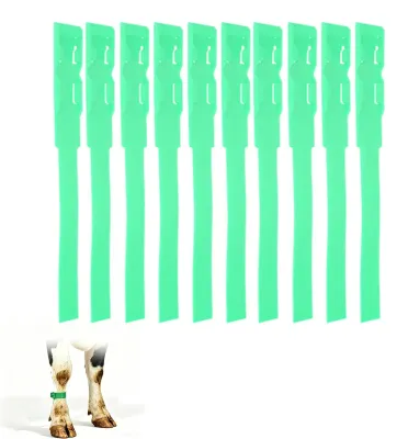 Kuh-Identifikationsbänder 10 Stück, grün, verstellbar, aus Kunststoff